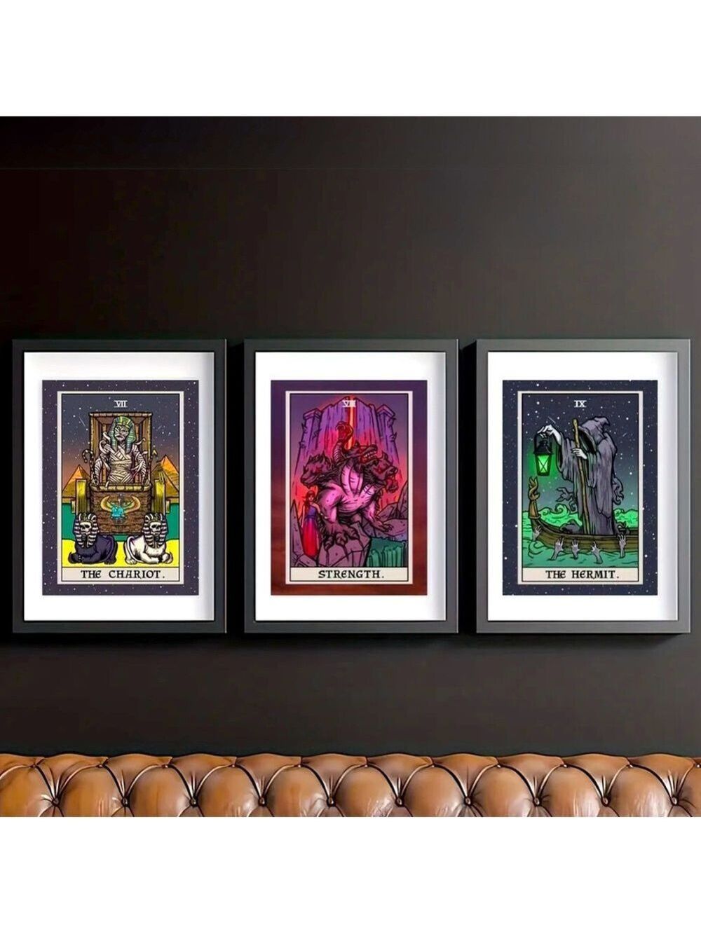 Tarot Canvas Art Prints - The Chariot, Strength, The Hermit SET OF THREE 🌝